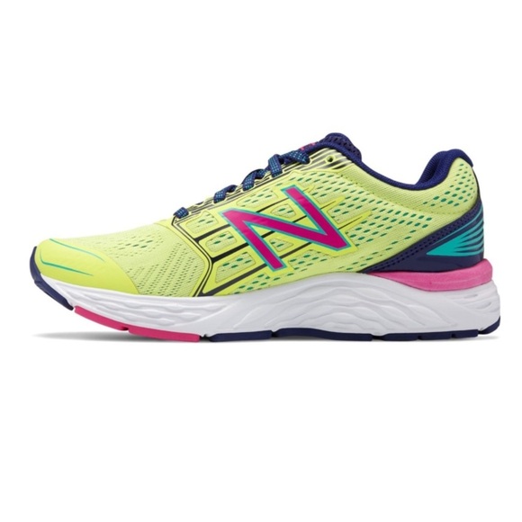 New Balance Women's W680V3 Running Shoe | Color: Yellow/Pink/Blue 🩷👟💛👟💙 - Picture 2 of 12